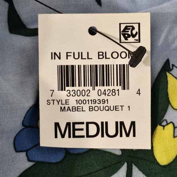 2/$30 INC Floral Ruffle Overlay Tie Neck Blouse Long Sleeve Size M - Picture 7 of 8